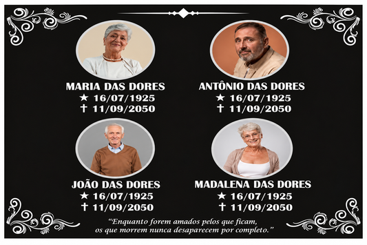Placa para Túmulo com foto - 4 Pessoas - 30x20cm