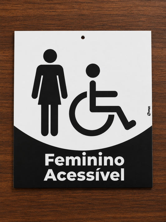 PLACA DE SINALIZAÇÃO FEMININO ACESSÍVEL