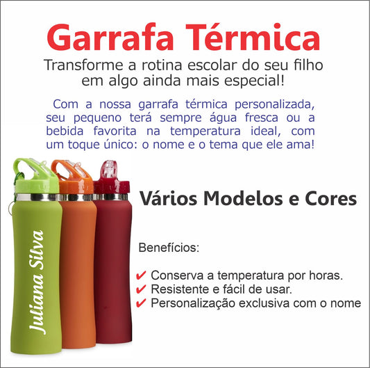 Etiquetas Escolares Personalizadas com Garrafa Térmica