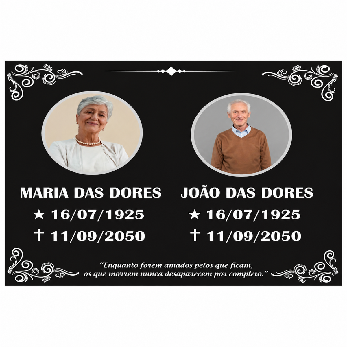 Placa para Túmulo com foto - 2 Pessoas - 30x20cm