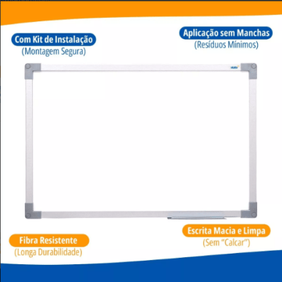 QUADRO BRANCO COM MOLDURA DE ALUMÍNIO 70X50 CM UV SOFT STALO